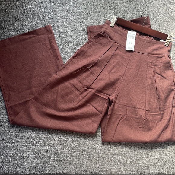 NWT Abercrombie Brown linen/cotton wide leg pants sz 23/000 - Picture 2 of 4